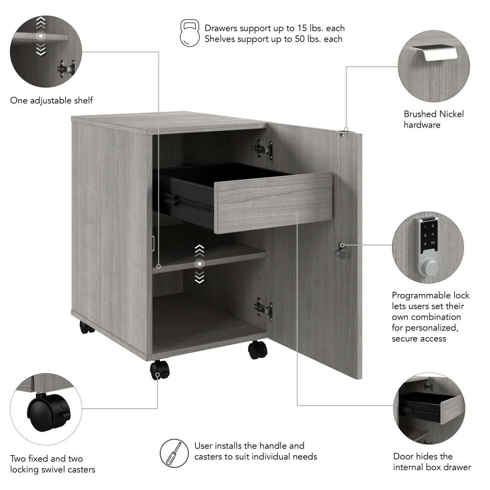 Assure Mobile File Cabinet with Drawer, Door, and Keypad Lock - Image 12