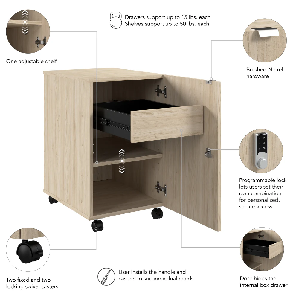 Assure Mobile File Cabinet with Drawer, Door, and Keypad Lock - Image 6