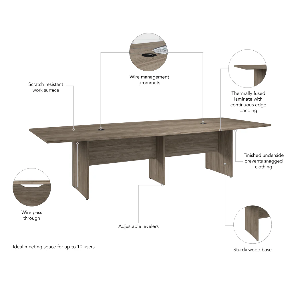 120-inch Office Conference Table with Wood Base - Image 6