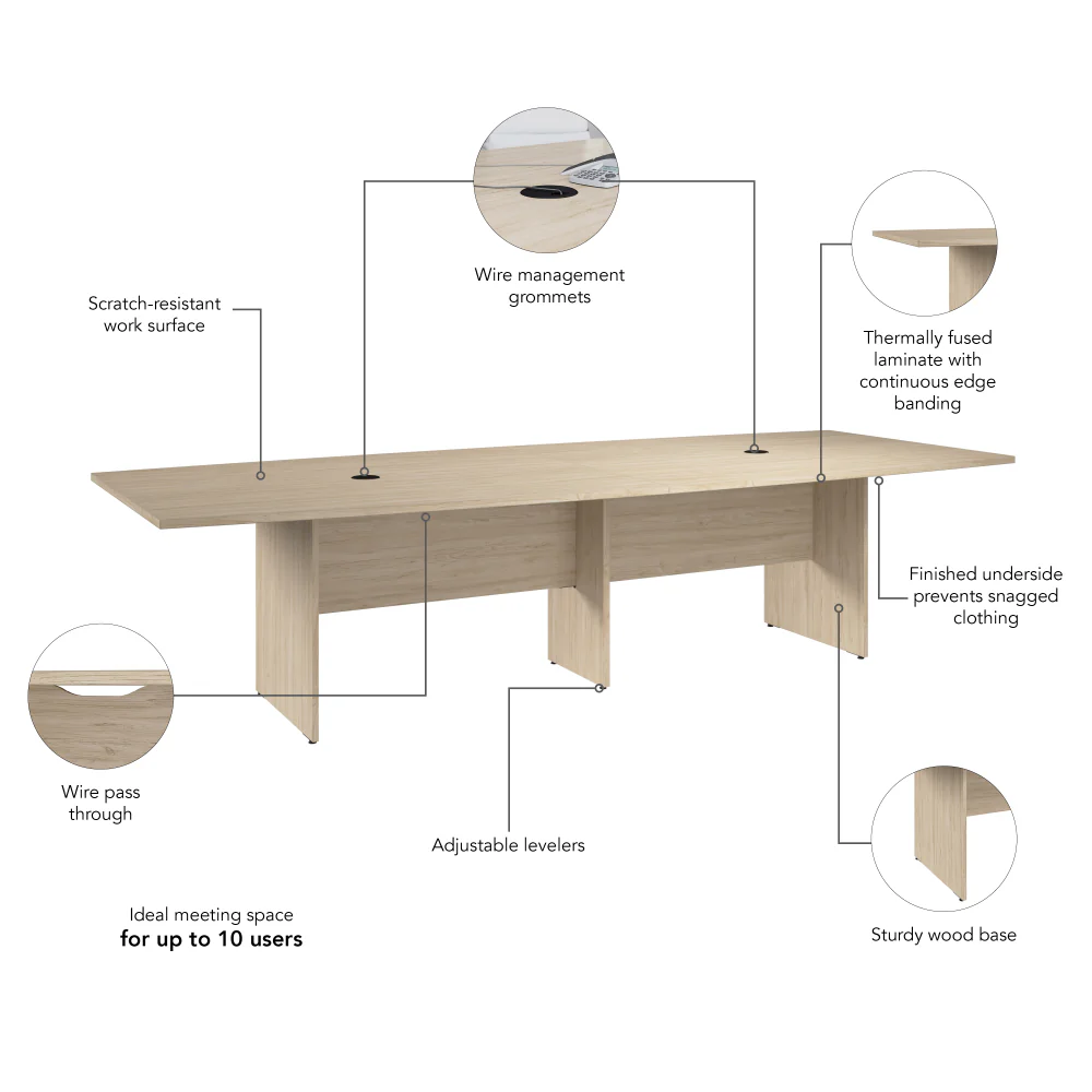 120-inch Office Conference Table with Wood Base - Image 6