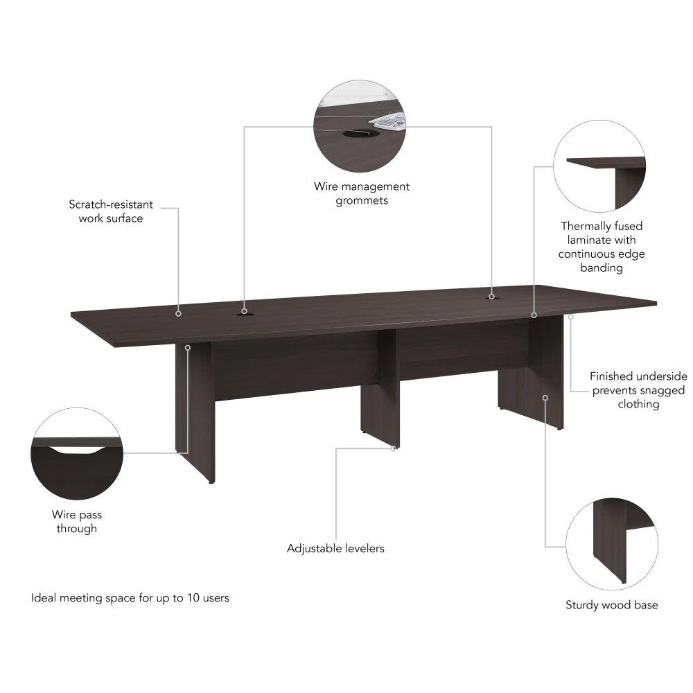 120-inch Office Conference Table with Wood Base - Image 30