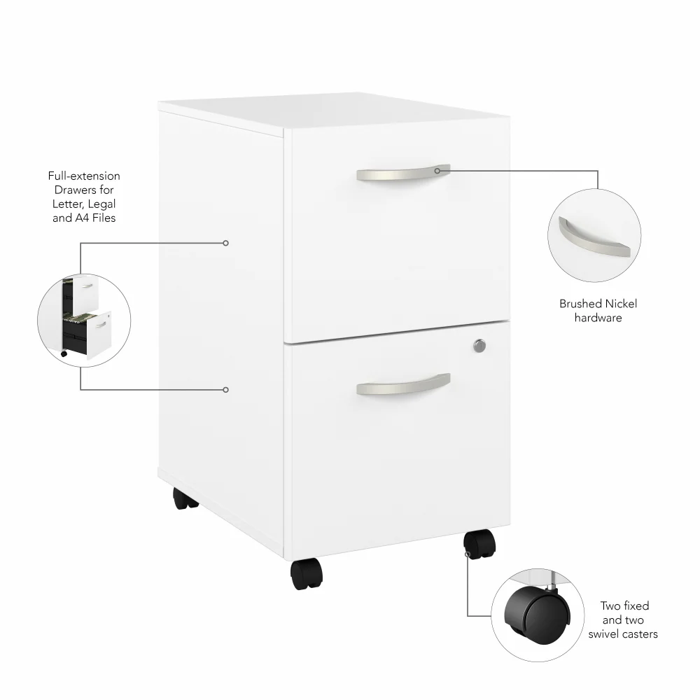 Hybrid 2 Drawer Mobile File Cabinet - Assembled - Image 15