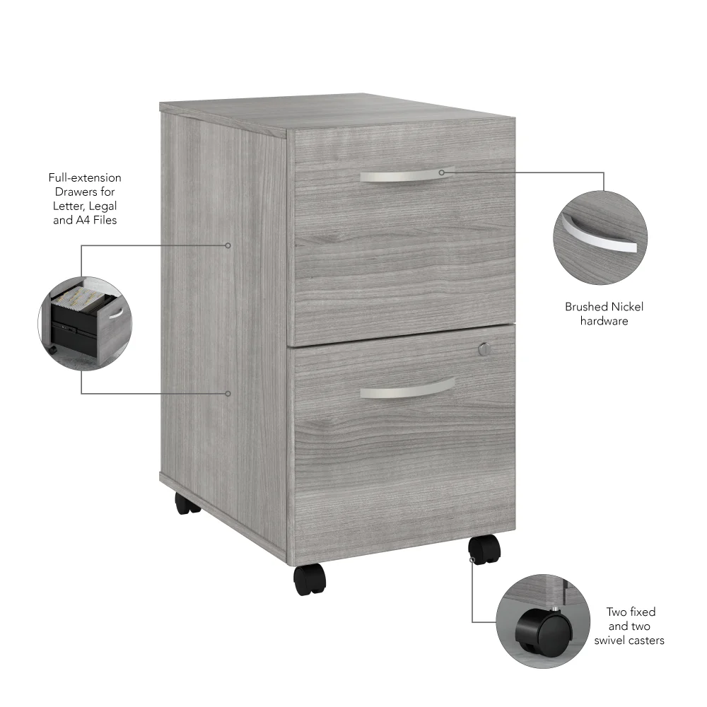 Hybrid 2 Drawer Mobile File Cabinet - Assembled - Image 36