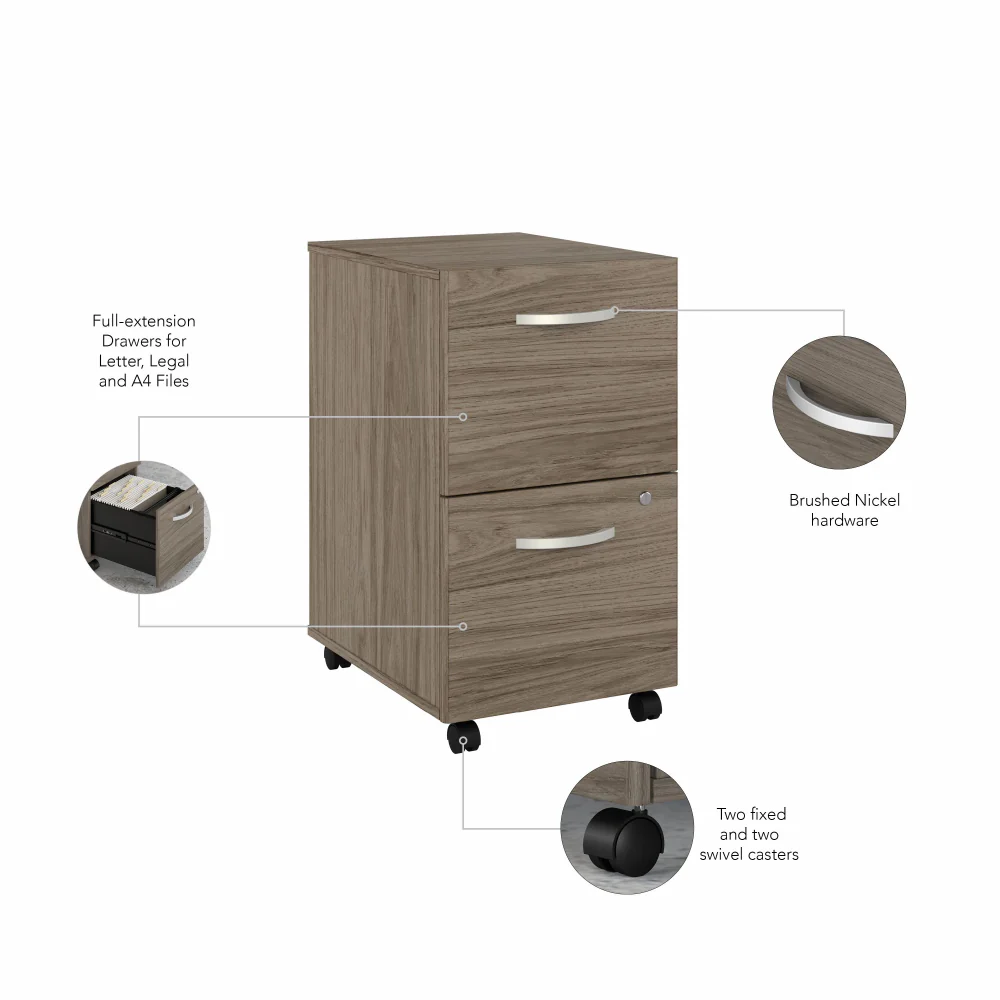 Hybrid 2 Drawer Mobile File Cabinet - Assembled - Image 7