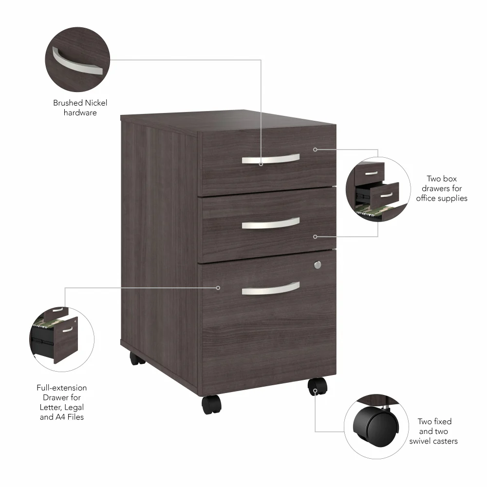 Hybrid 3 Drawer Mobile File Cabinet - Assembled - Image 25
