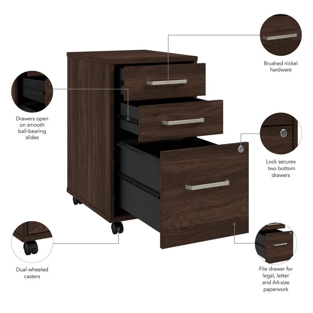 Vista 3 Drawer Mobile File Cabinet - Image 6