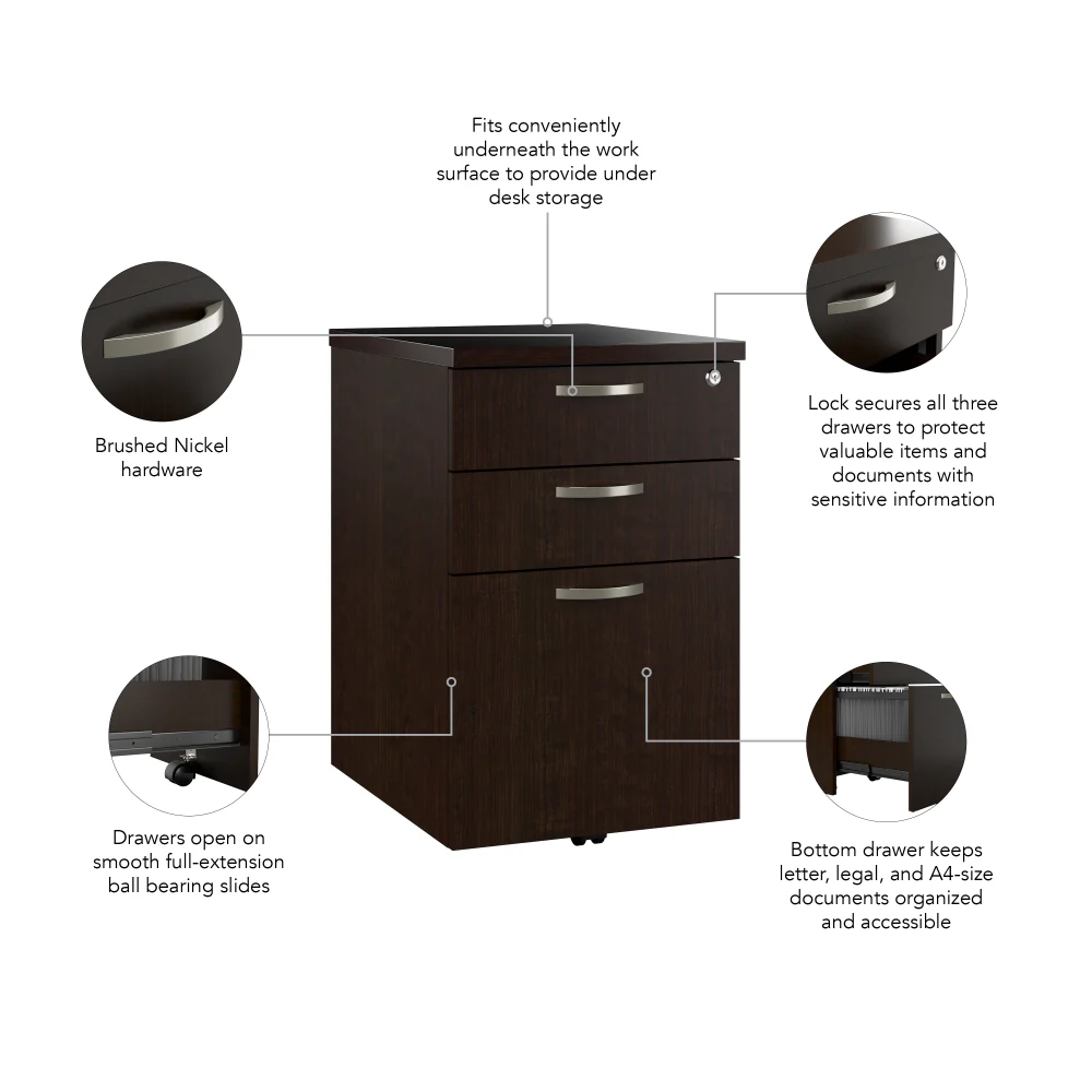 Easy Office 3 Drawer Mobile File Cabinet - Image 7