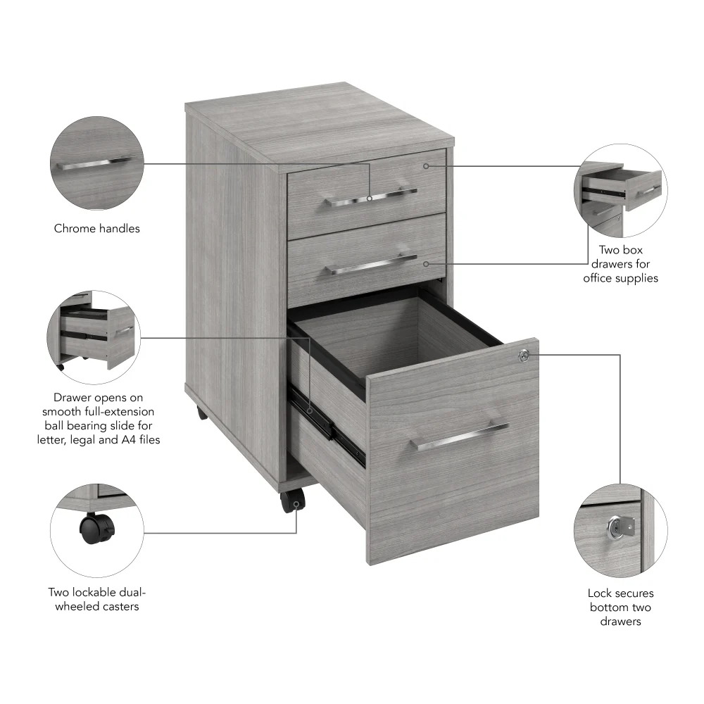 Hustle 3 Drawer Mobile File Cabinet - Image 16