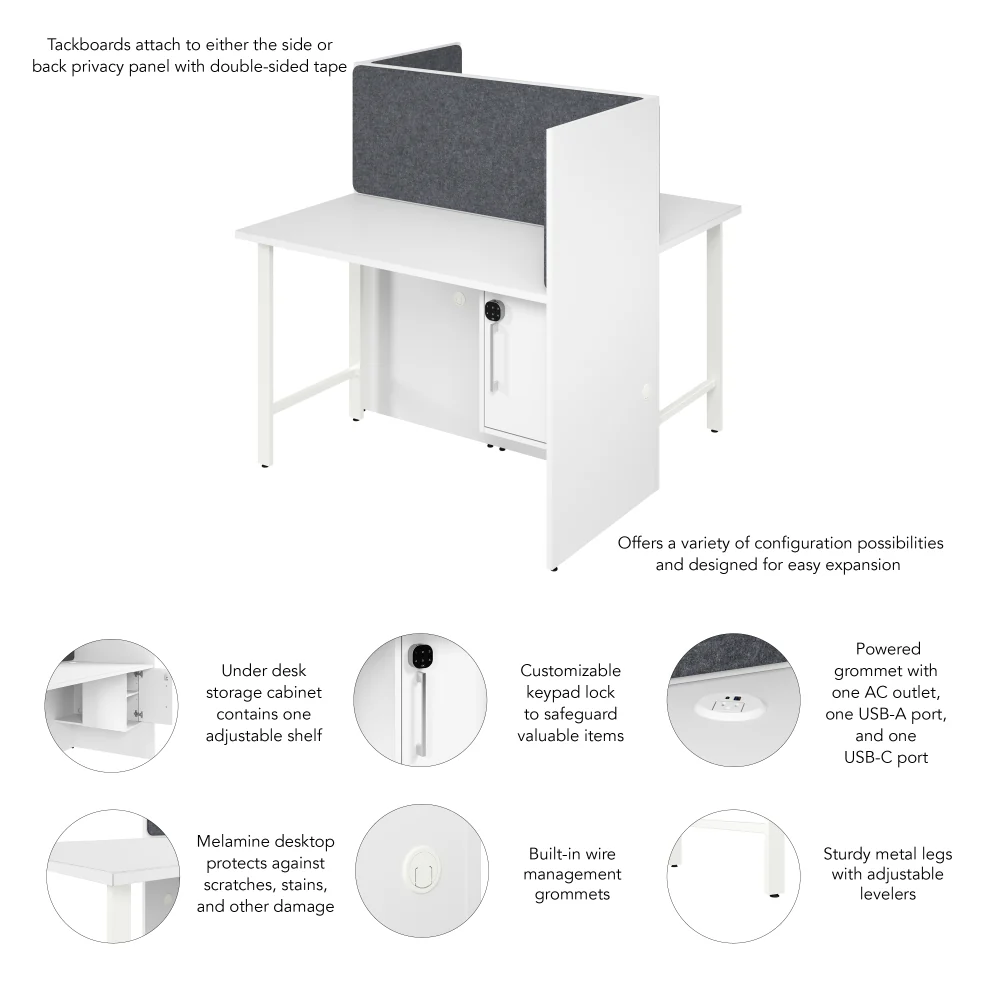 Hustle 48-inch 2 Person Office Cubicles with Locking Storage and Large Tackboards - Image 6