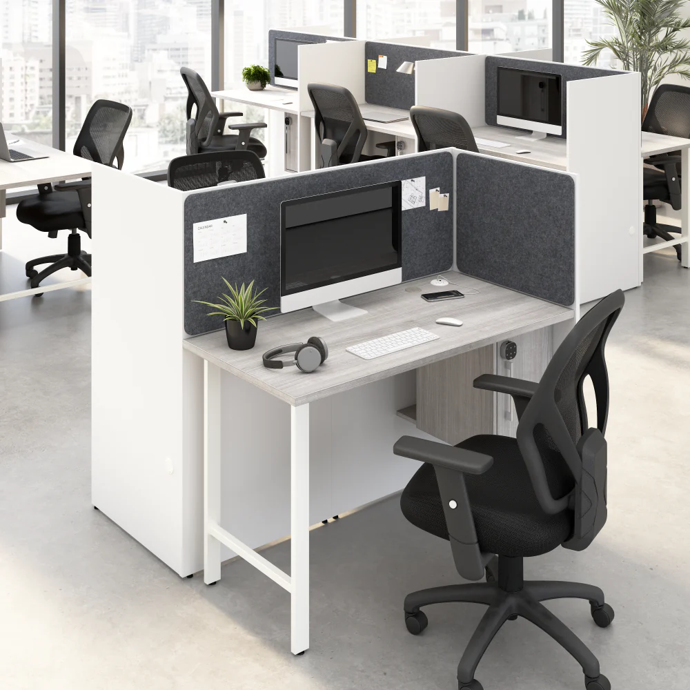 Hustle 48-inch 2 Person Office Cubicles with Locking Storage and Large Tackboards - Image 8