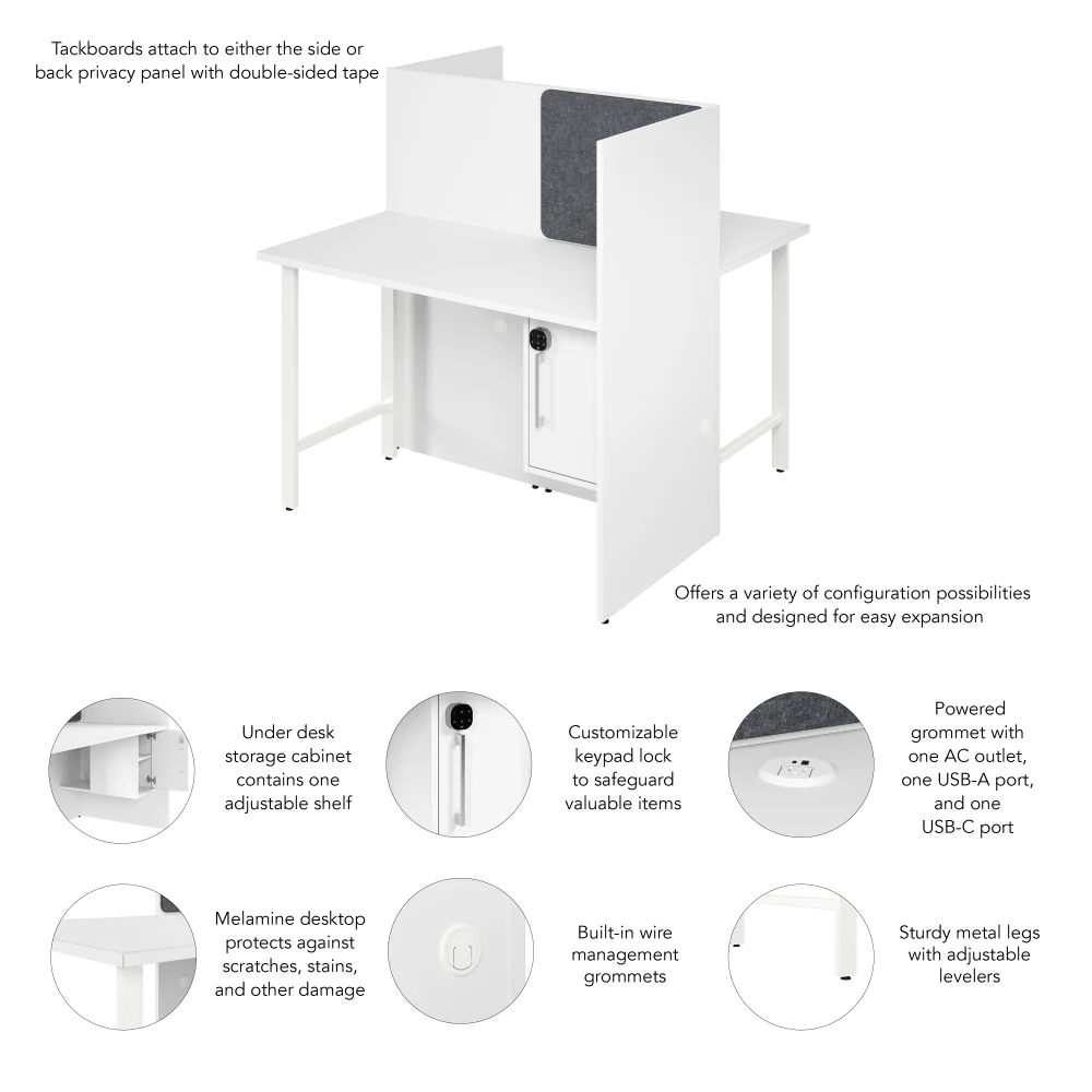 Hustle 48-inch 2 Person Office Cubicles with Locking Storage Cabinet - Image 6