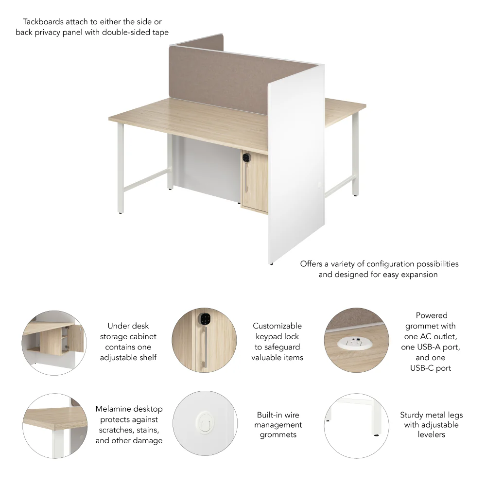 Hustle 60-inch 2 Person Office Cubicles with Locking Storage and Large Tackboards - Image 12
