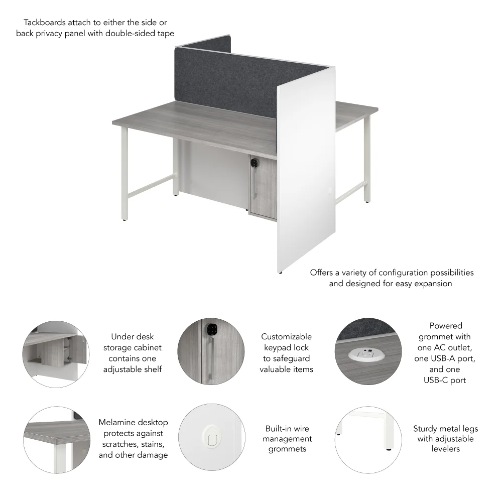 Hustle 60-inch 2 Person Office Cubicles with Locking Storage and Large Tackboards - Image 18