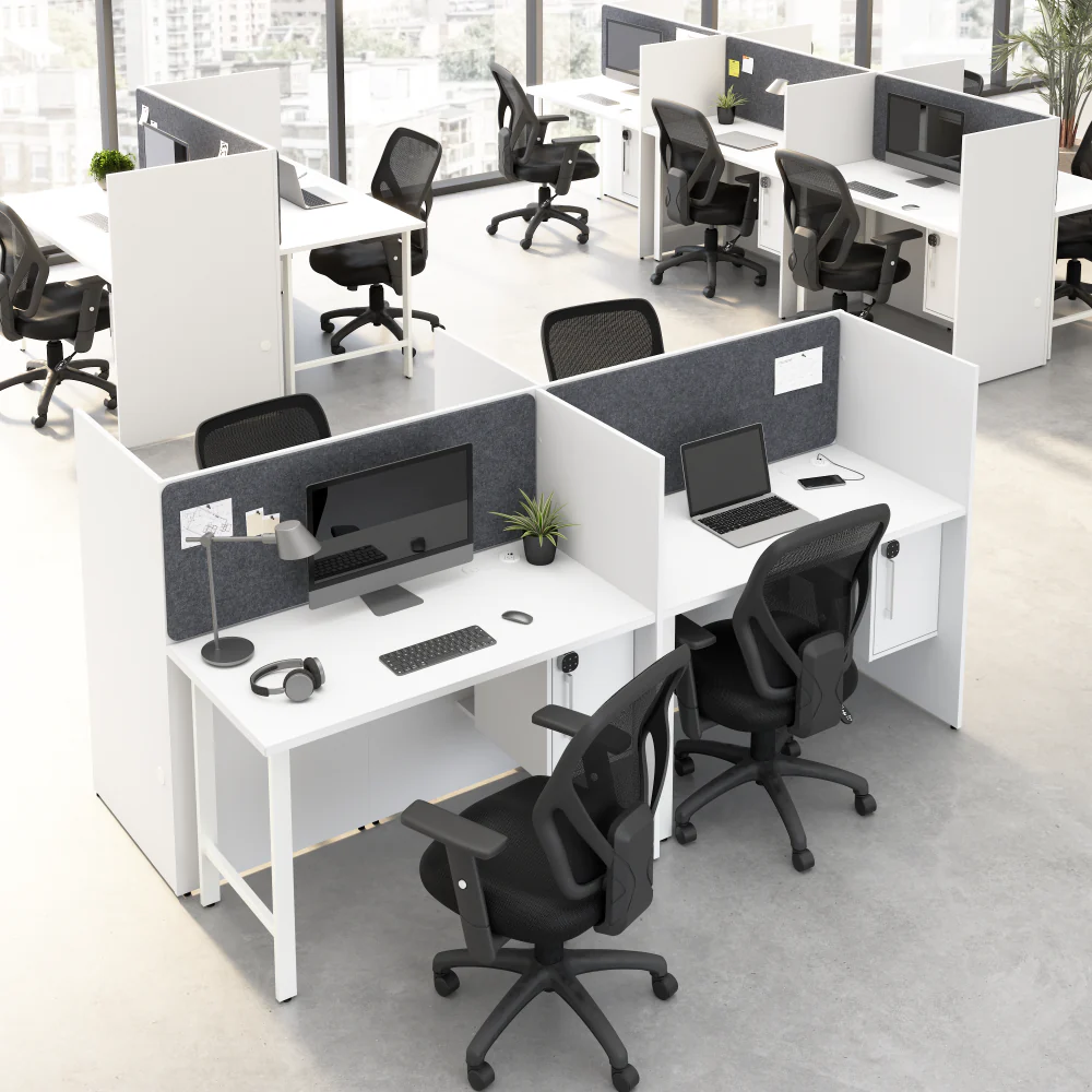 Hustle 60-inch 2 Person Office Cubicles with Locking Storage and Large Tackboards - Image 3
