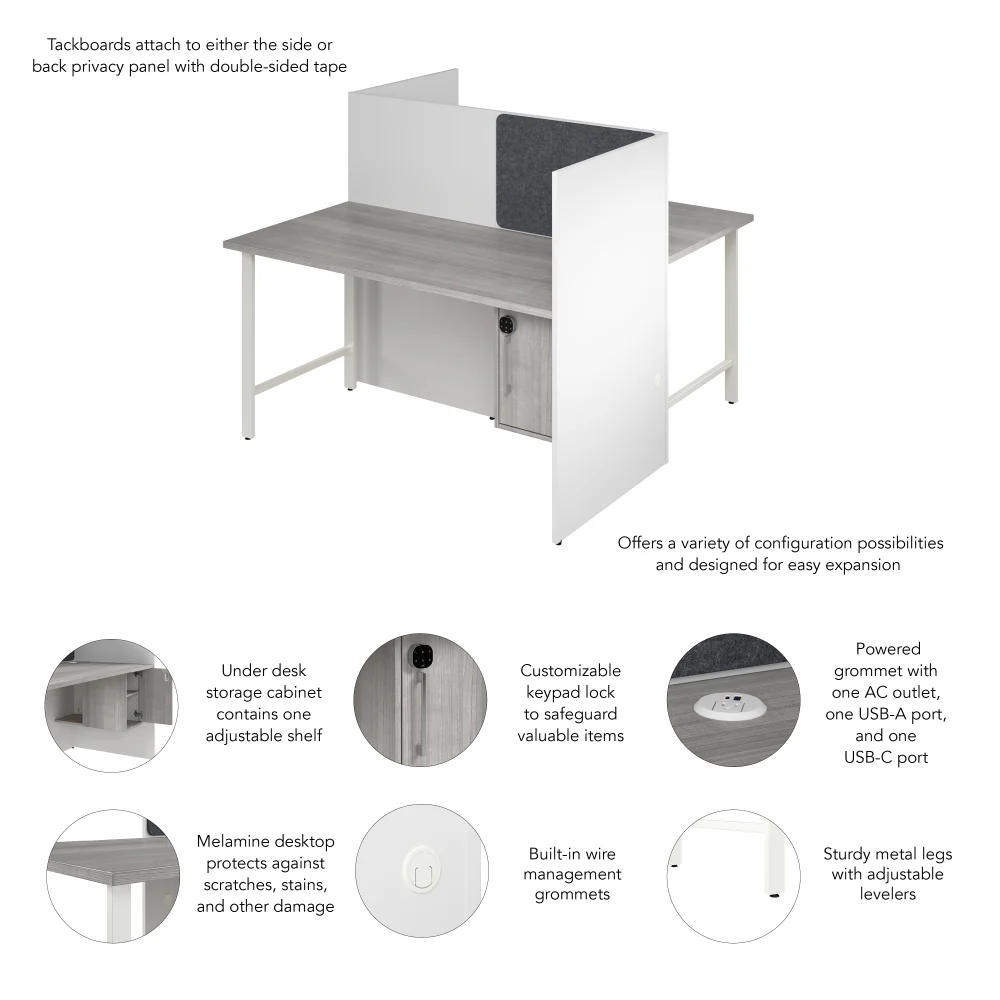 Hustle 60-inch 2 Person Office Cubicles with Locking Storage Cabinet - Image 6