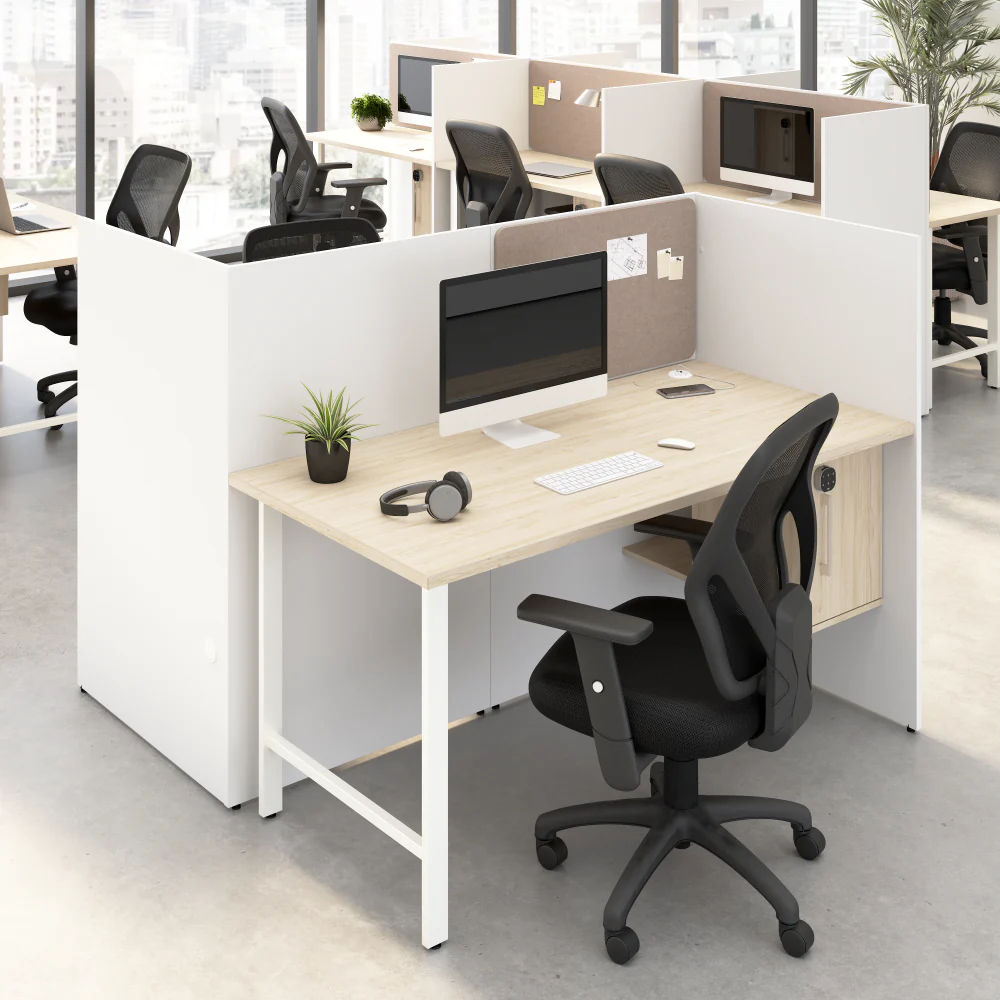 Hustle 60-inch 2 Person Office Cubicles with Locking Storage Cabinet - Image 8