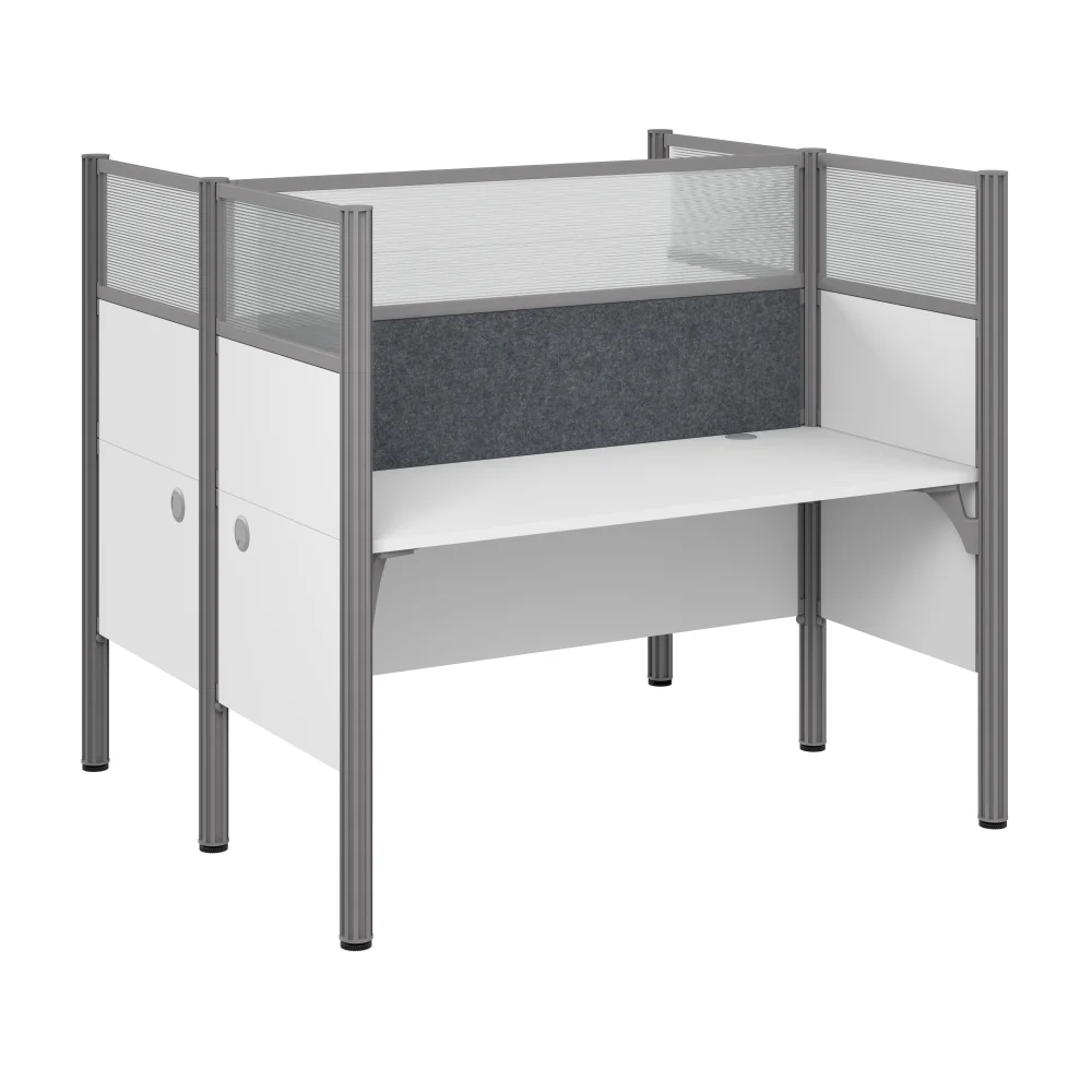 ProBiz 2 Person Office Cubicle Desk with High Privacy Panels and Tackboard