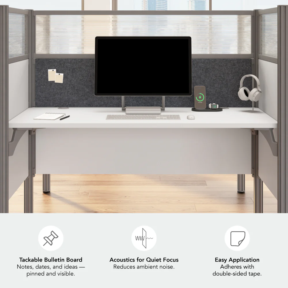 ProBiz 2 Person Office Cubicle Desk with High Privacy Panels and Tackboard - Image 5