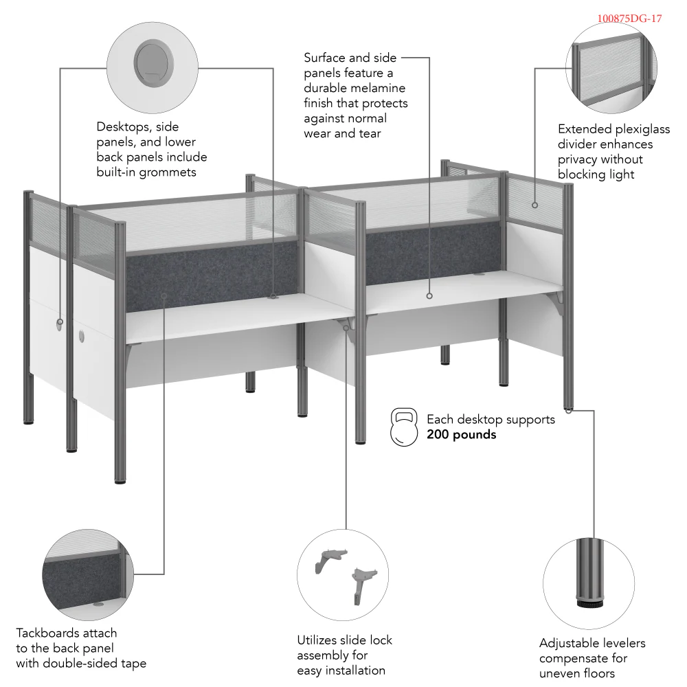 ProBiz Double Cubicle Desk for Office with High Privacy Panels and Tackboard - Image 6