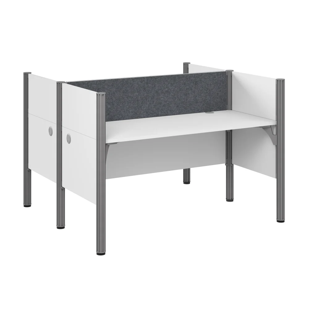 ProBiz 2 Person Office Cubicle Desk with Low Privacy Panels and Tackboard