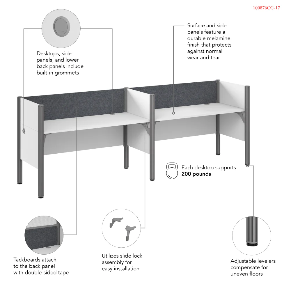ProBiz Double Cubicle Desk for Office with Low Privacy Panels and Tackboard - Image 6