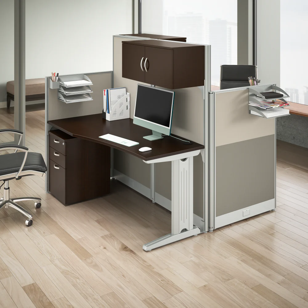 Office in an Hour 2 Person Cubicle Desks with Storage, Drawers, and Organizers - Image 10