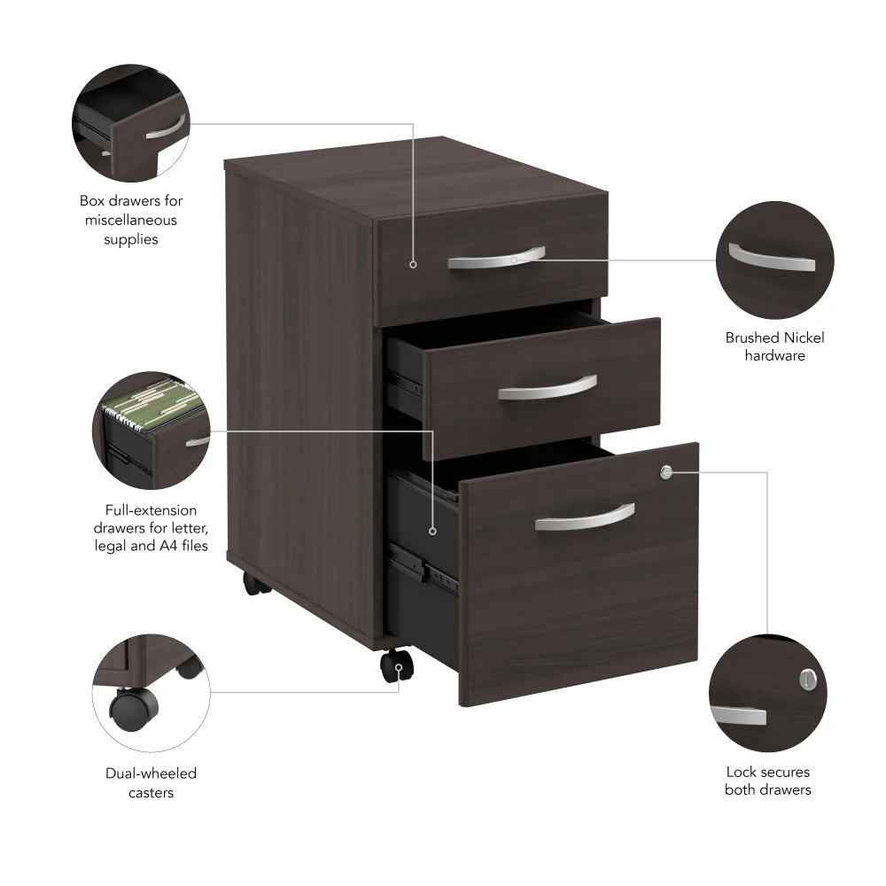 Arrive 3 Drawer Mobile File Cabinet - Assembled - Image 16