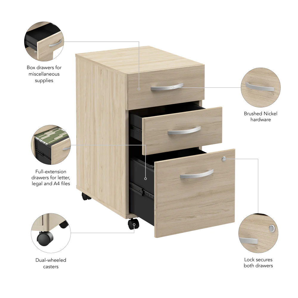 Arrive 3 Drawer Mobile File Cabinet - Assembled - Image 24