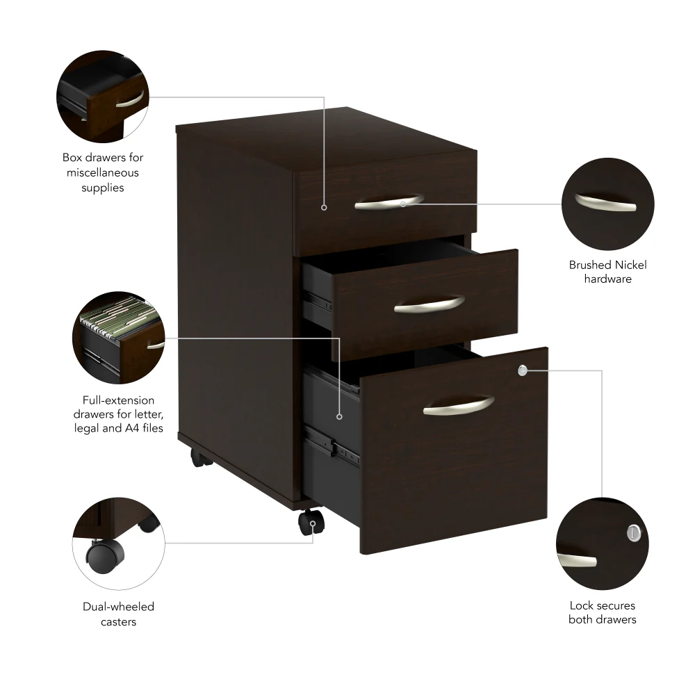 Arrive 3 Drawer Mobile File Cabinet - Assembled - Image 8