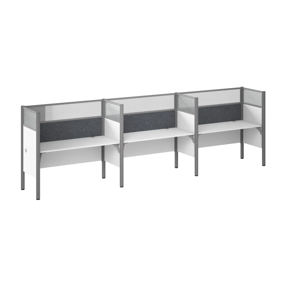 ProBiz 3 Person Office Cubicle Desk with High Privacy Panels and Tackboard