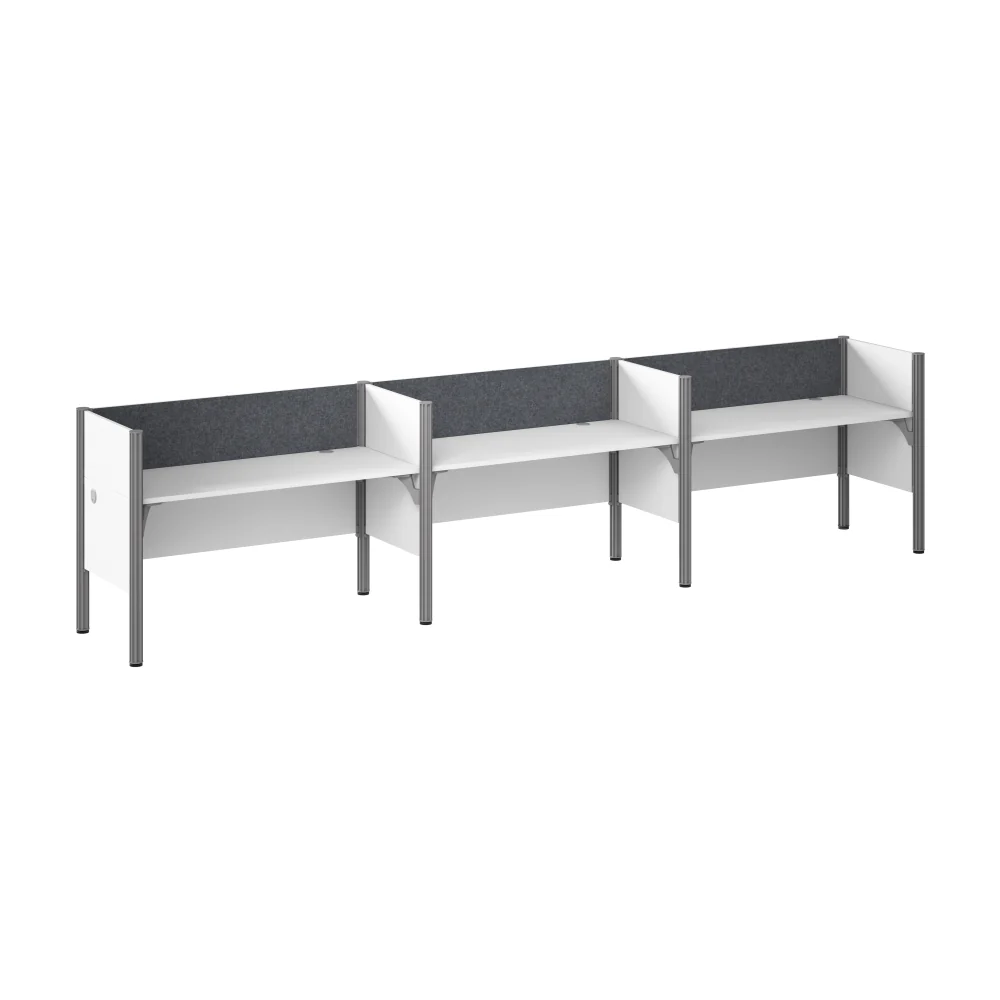ProBiz 3 Person Office Cubicle Desk with Low Privacy Panels and Tackboard