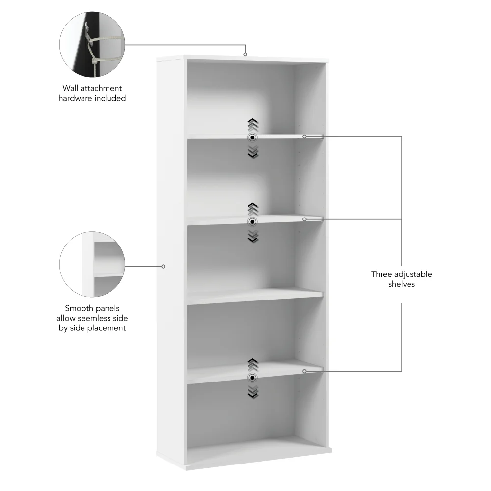 Hustle Tall 5 Shelf Bookcase - Image 12