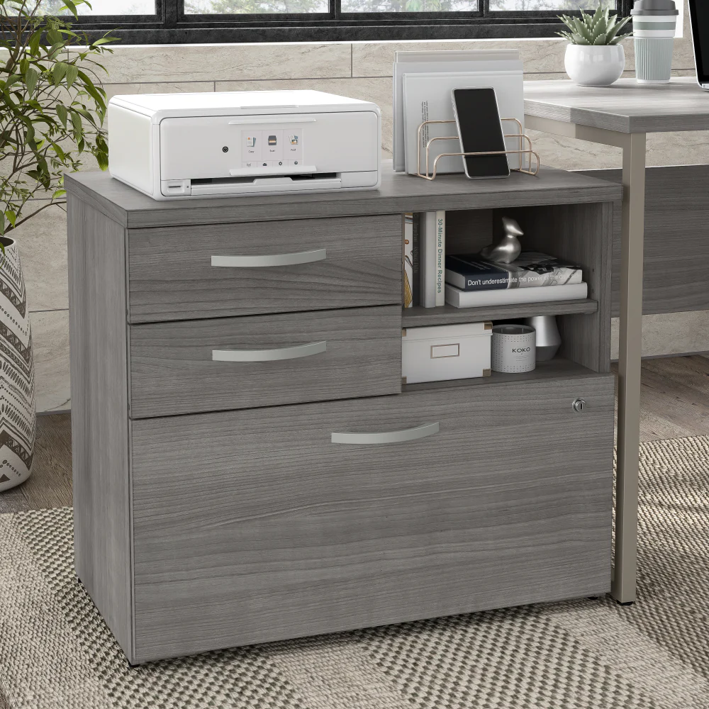 Hybrid Office Storage Cabinet with Drawers and Shelves - Image 31