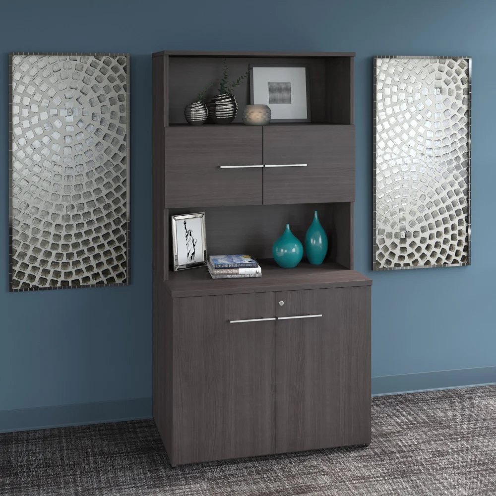 Office 500 36W Tall Storage Cabinet with Doors and Shelves - Image 8
