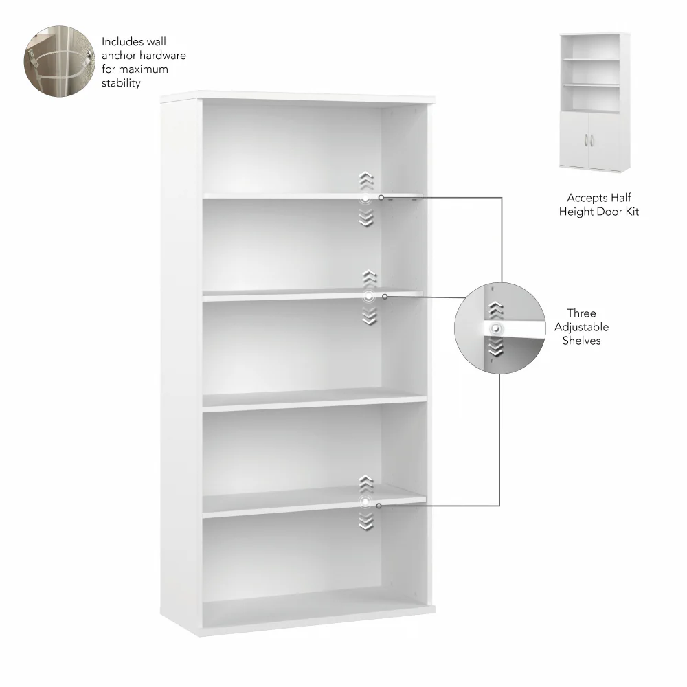 Easy Office 5 Shelf Bookcase - Image 4