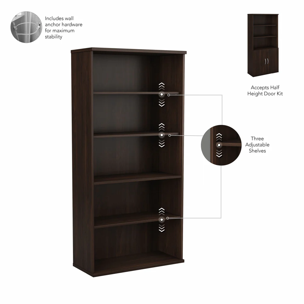 Studio C Tall 5 Shelf Bookcase - Image 21