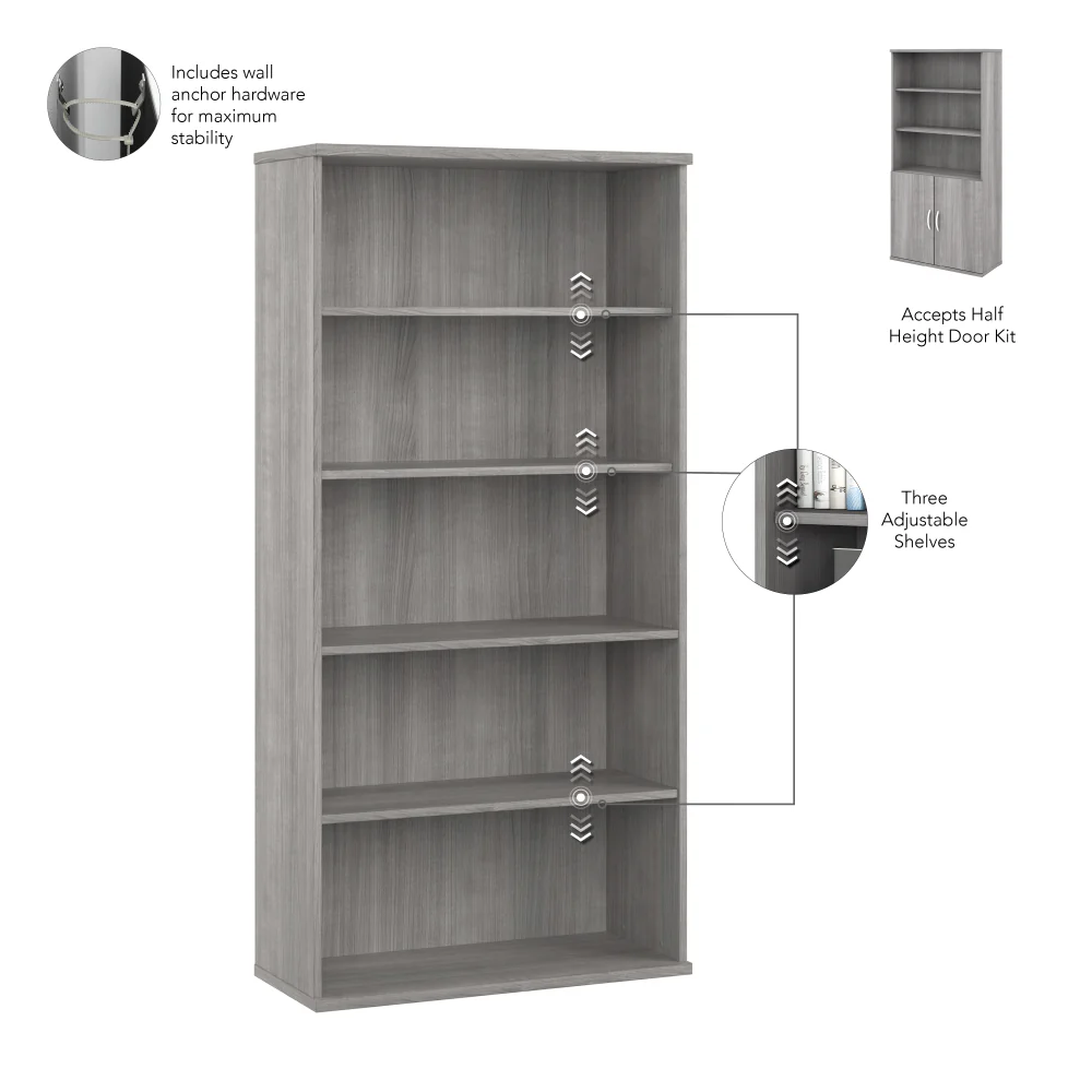 Studio C Tall 5 Shelf Bookcase - Image 26