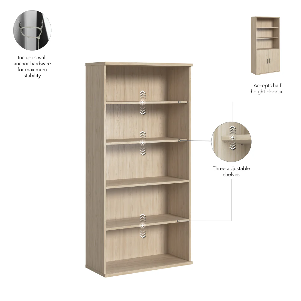 Studio C Tall 5 Shelf Bookcase - Image 38
