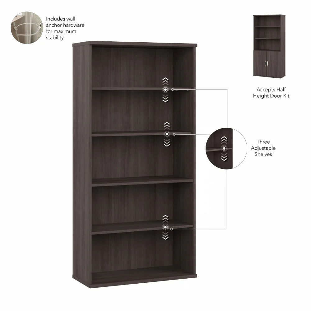 Studio C Tall 5 Shelf Bookcase - Image 6