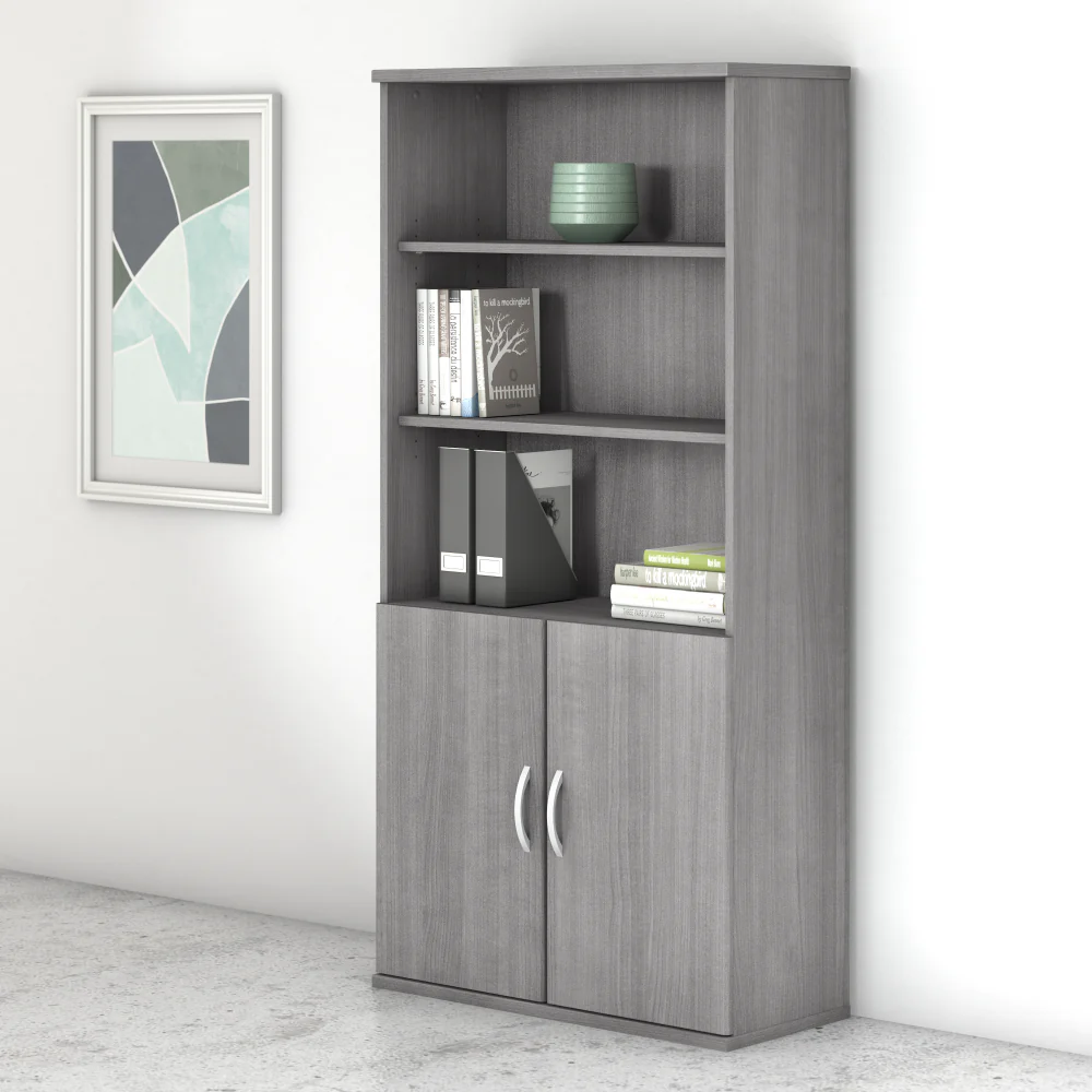 Studio C Tall 5 Shelf Bookcase with Doors - Image 16