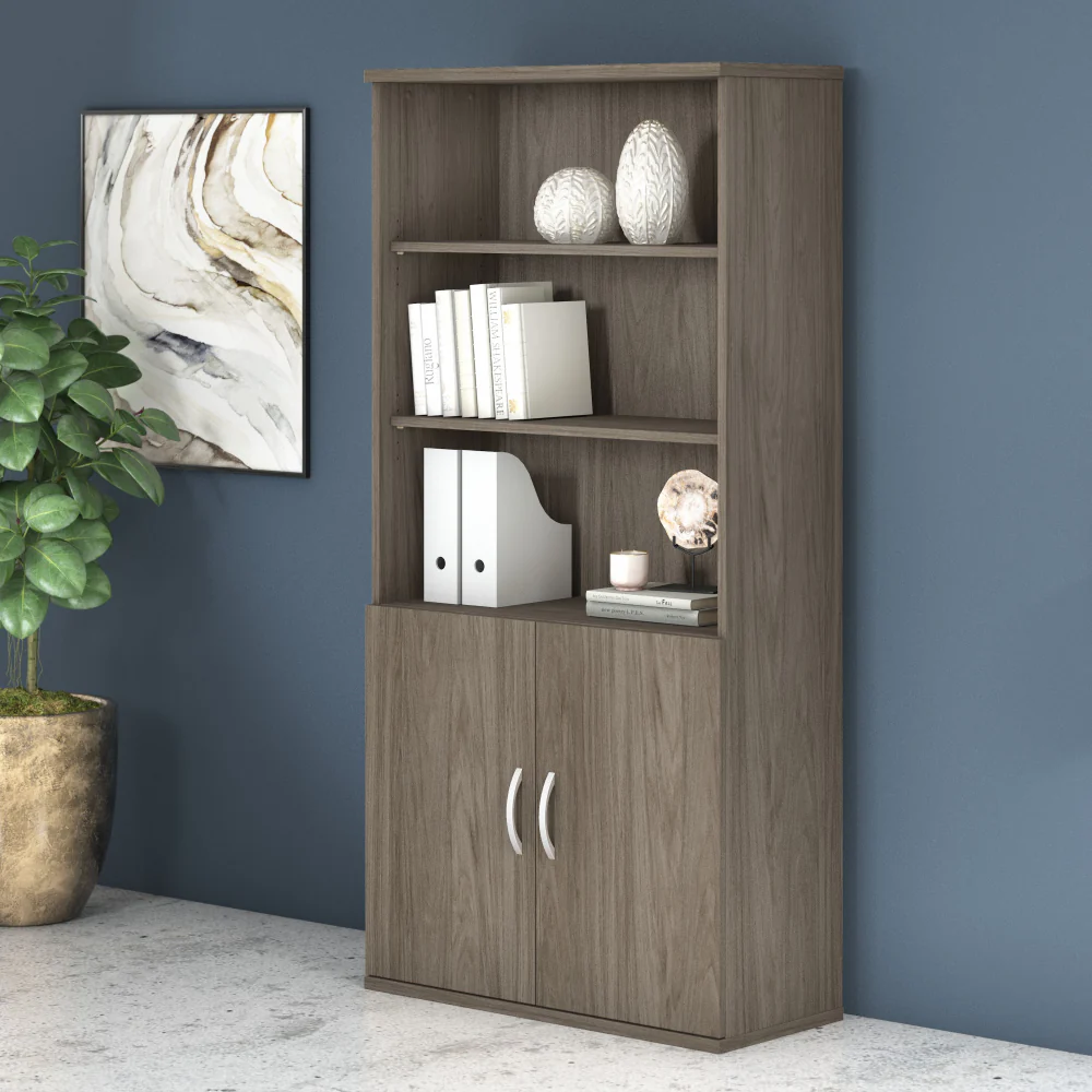 Studio C Tall 5 Shelf Bookcase with Doors - Image 22