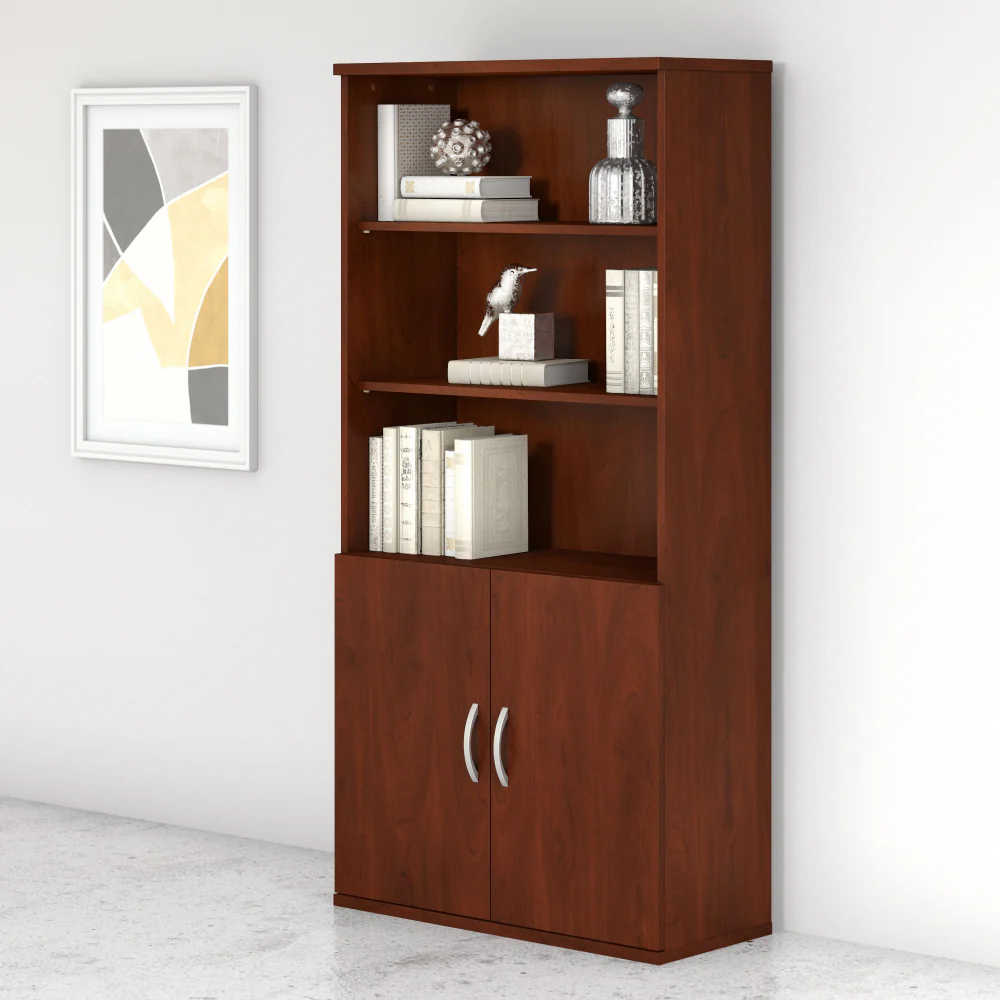 Studio C Tall 5 Shelf Bookcase with Doors - Image 37