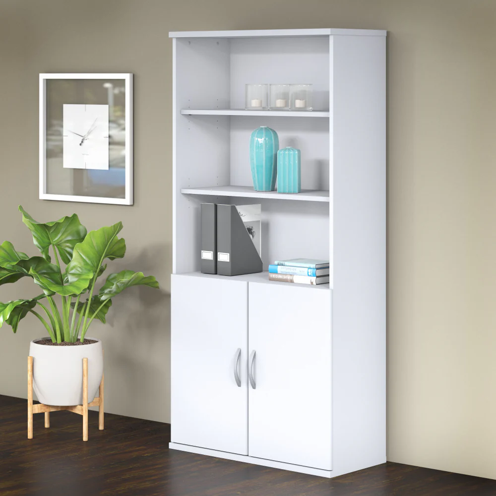 Studio C Tall 5 Shelf Bookcase with Doors - Image 42