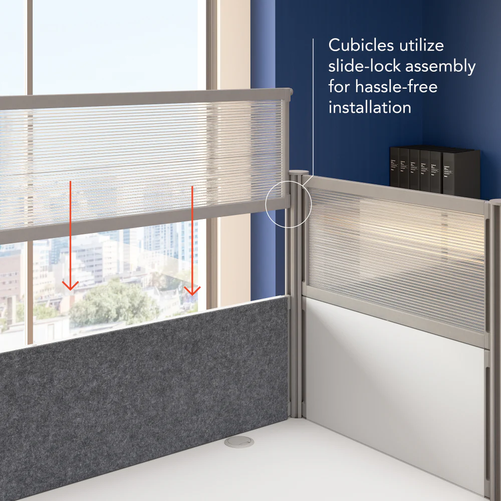 ProBiz 4 Person Office Cubicle Desk with High Privacy Panels and Tackboard - Image 4