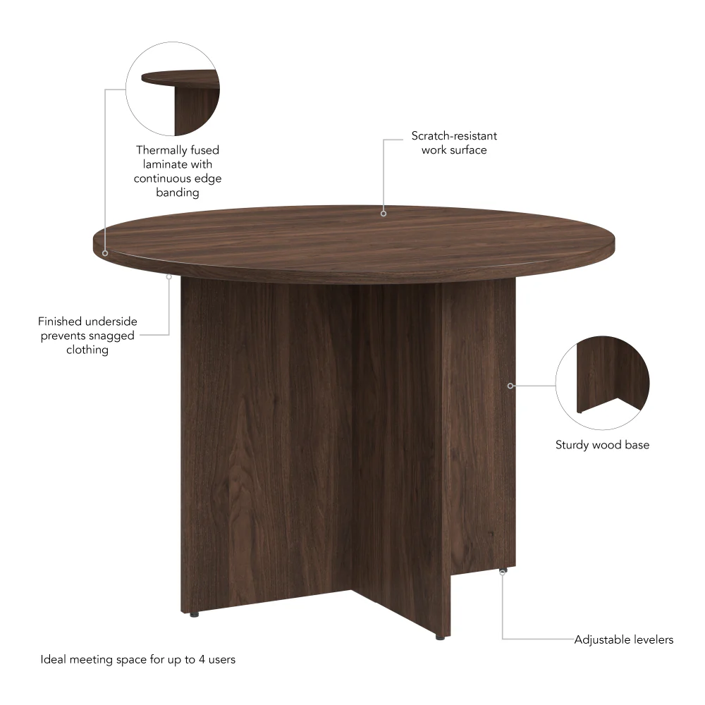 42-inch Round Conference Table with Wood Base - Image 36
