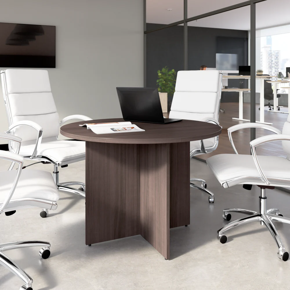 42-inch Round Conference Table with Wood Base - Image 38