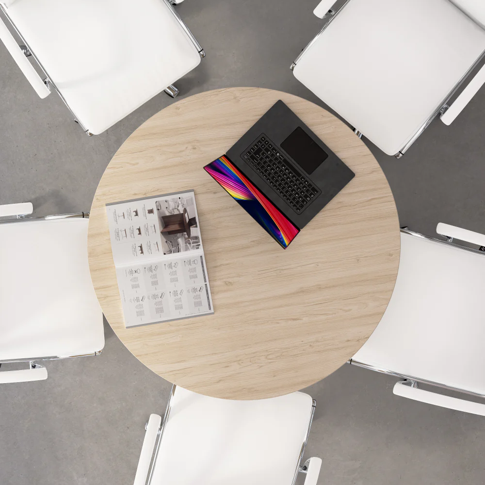 42-inch Round Conference Table with Metal Base - Image 23