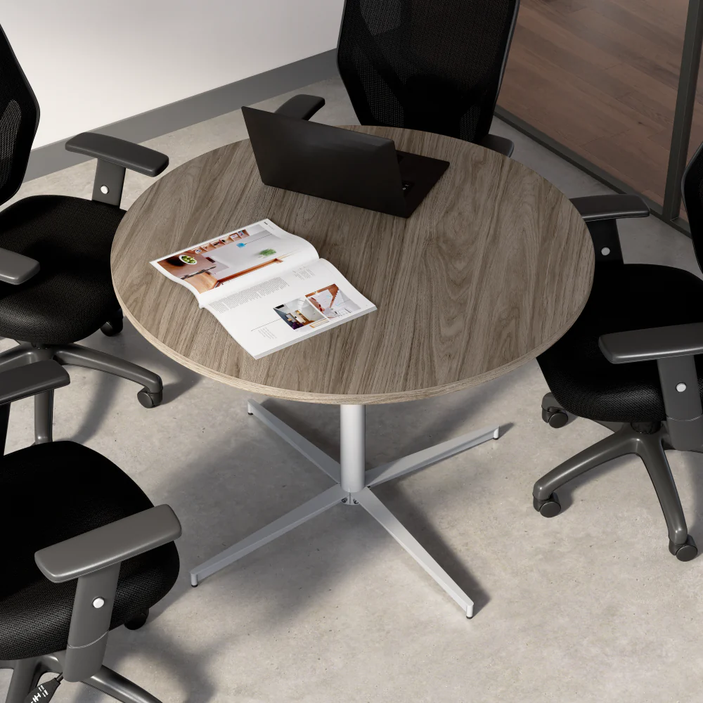 42-inch Round Conference Table with Metal Base - Image 3