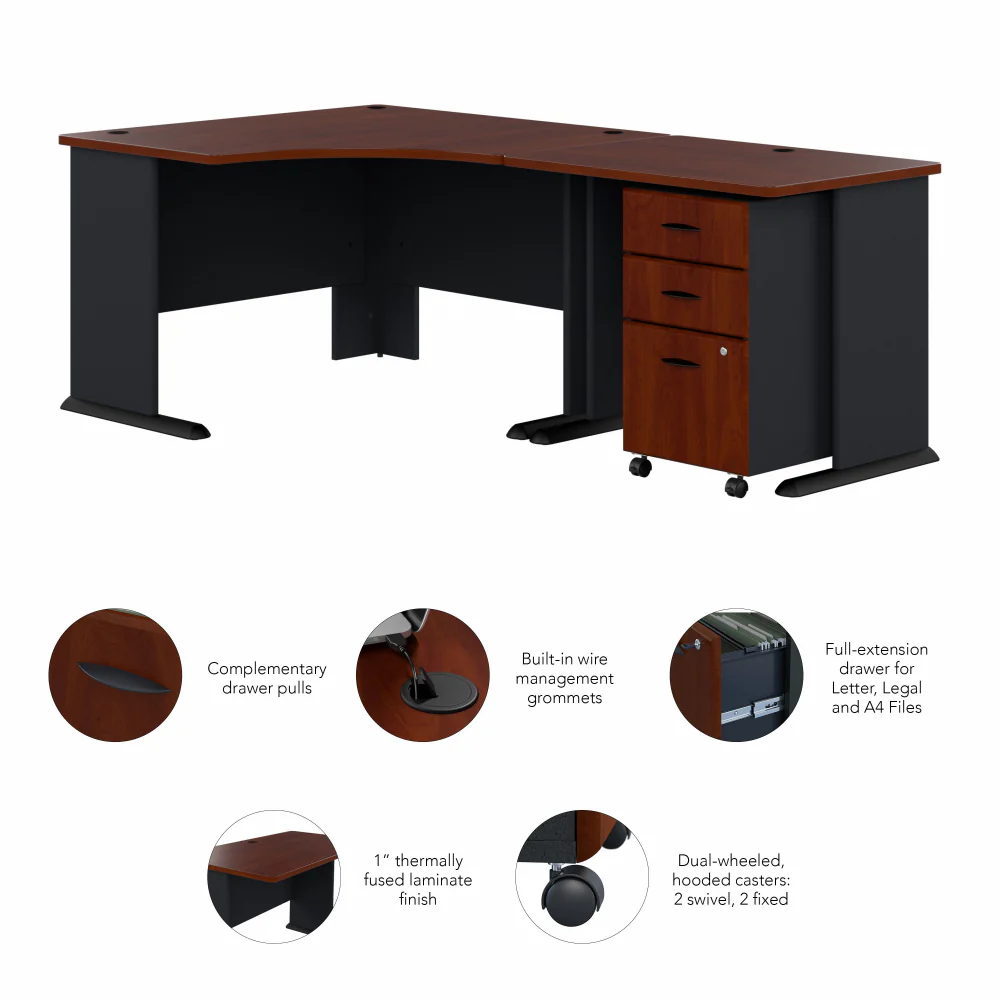 Series A 48W Corner Desk with 36W Return and Mobile File Cabinet - Image 12