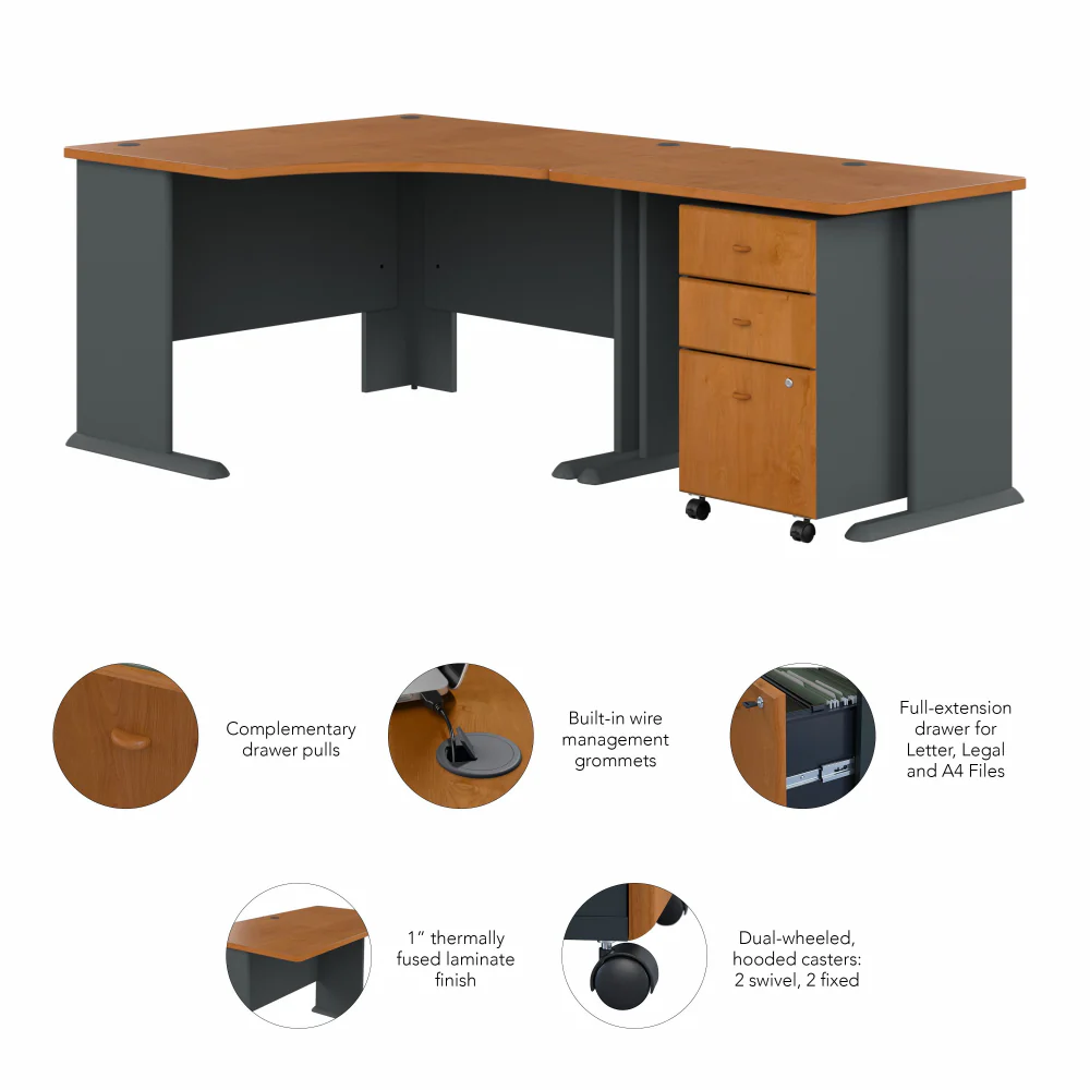 Series A 48W Corner Desk with 36W Return and Mobile File Cabinet - Image 18